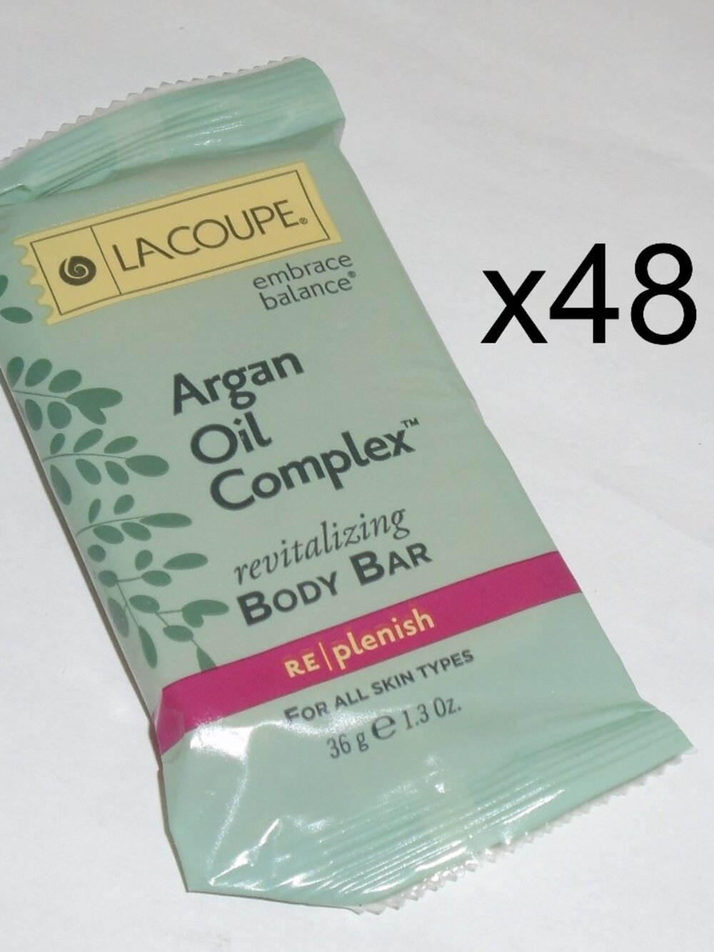 LaCoupe Embrace Argan Oil Complex Body Bar Lot of 48 Travel Size Bars